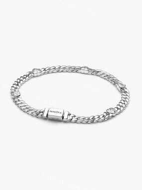 Pandora Heart Cuban Chain Bracelet